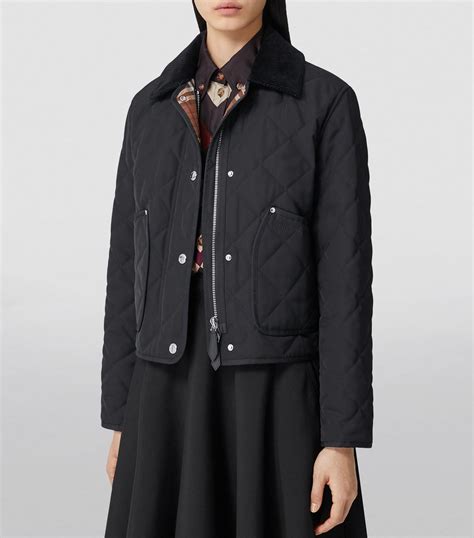 Cropped Check Quilted Barn Jacket in Shadow 